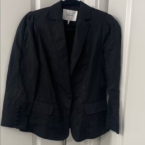 FRAME DESIGNER Black Puff-Shoulder Blazer